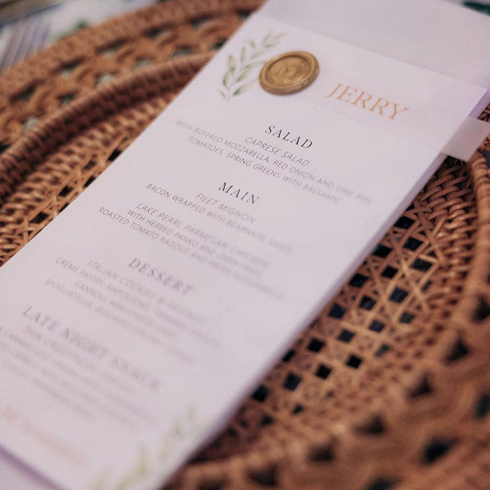 Menu Cardt by Happy Frog Ink. Photo by Lake Pearl